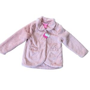 NWT girls pink furry coat. 5T